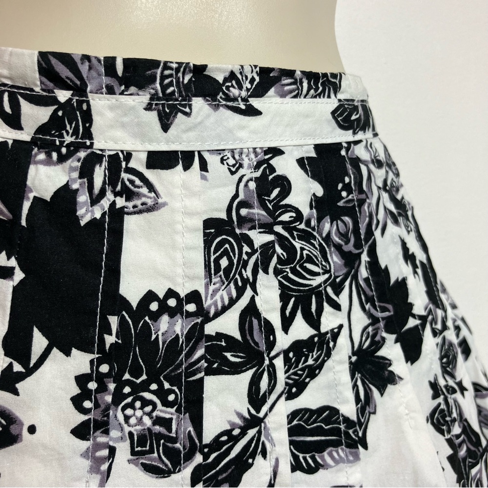 TALBOTS 100% Cotton Black & White Floral A-Line Skirt Sz 4 📦DISCOUNTED SHIPPING - Picture 4 of 13